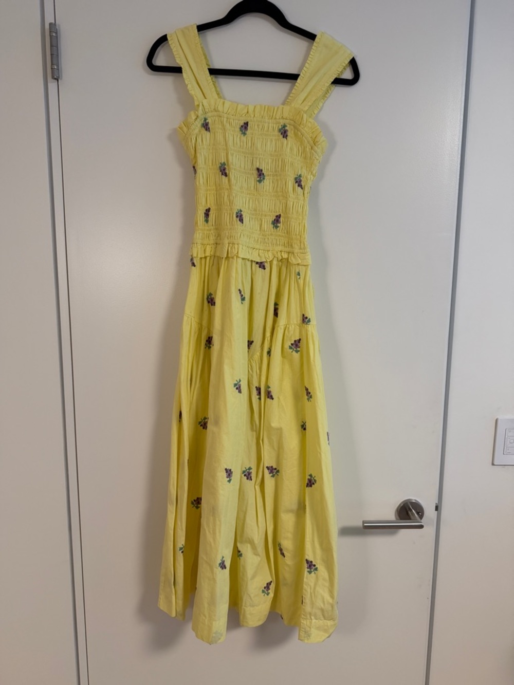 Damson Madder Tish Poplin smocked Midi yellow Dress size US2/UK6 - Picture 8 of 8